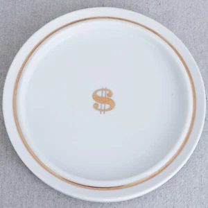 Mid Century Lagardo Tackett Gold Dollar Sign Change Dish Dresser Caddy Tray 8⅞" - Picture 1 of 7
