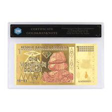 One Vigintillion Dollar 24k Gold Foil Banknote Zimbabwe Money with COA