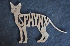 Sphynx Cat Kitten Wood Hand Made Christmas Ornament Scroll Saw Hang Tag