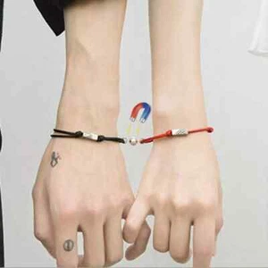 Minimalist Lovers Matching Friendship Bracelet Rope Braided Couple Magnetic Kit - Picture 1 of 18