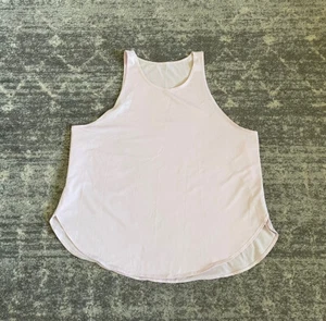Fabletics Womens L Light Pink Athletic Top Slit Sides Grid Pattern EUC B9 - Picture 1 of 7