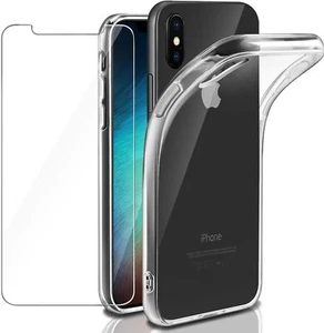 For APPLE IPHONE XS CLEAR CASE + TEMPERED GLASS SCREEN PROTECTOR SHOCKPROOF X S - Picture 1 of 12
