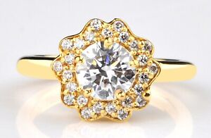 14KT Real Yellow Gold With D/VVS1 Round Shape 2.50 Carat Solitaire Women's Ring