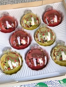 70s 80s Vintage Retro Red & Gold Shatterproof Christmas Xmas Tree Decorations - Picture 1 of 6