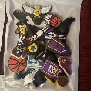 1 Pk New Lakers Lebron James & Kobe Basketball Croc Shoe Charms Mixed Lot of 22 - Picture 1 of 5