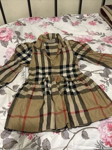 Mayoral Cream And Blue Plaid Long Sleeve Dress Back Zip Girls Size 4 GUC - Picture 1 of 1