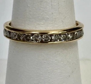 14k yellow gold diamond anniversary Band Size 6.75 - Picture 1 of 11