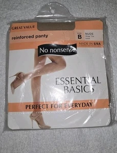 No Nonsense ESSENTIAL BASICS NUDE Reinforced Panty Hose Sheer Toe Size B - Picture 1 of 2