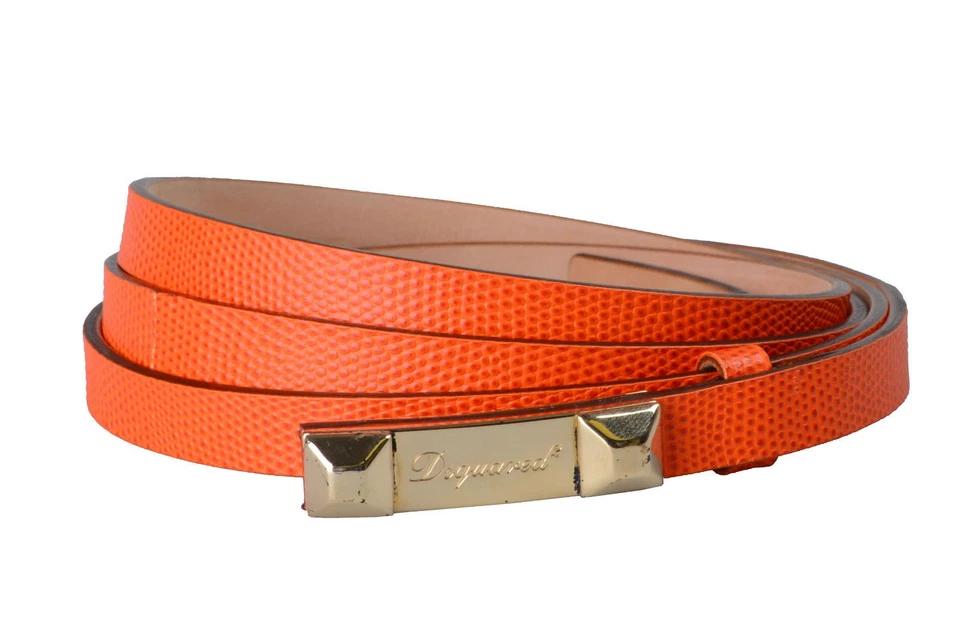 Cinturón para mujer Dsquared2 naranja estampado piel de serpiente cuero ajustado doble envoltura talla S M Foto 1 de 3