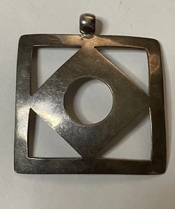Colgante modernista cuadrado vintage de mediados de siglo de plata de ley - Imagen 1 de 9