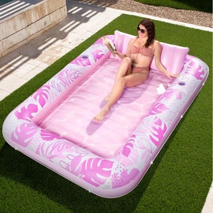 Inflatable Tanning Pool Lounger Float, 85" x 57" Extra Large Pool Floats Adul... - Picture 1 of 7