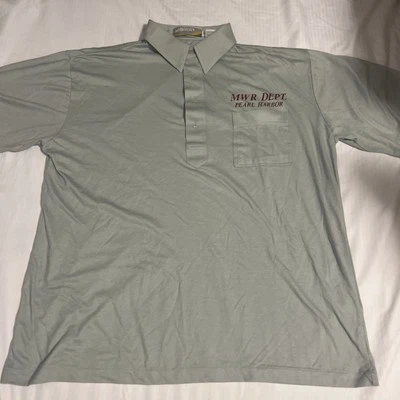 MWR Pearl Harbor Hawaii Polo Shirt Large Gray Morale Welfare & Recreation Dept. - Image 1 of 4
