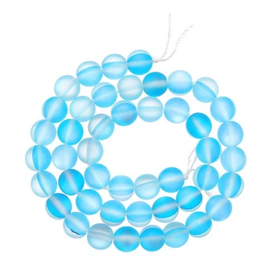 Matte Crystal Glass Beads 8mm Synthetic Frosted Shining Beads, Light Blue - Image 1 of 4