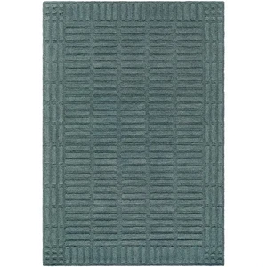 Modern 8x10 Handmade Wool Rug | Deep Blue/Green Textured Living Room Cozy Carpet - Picture 1 of 8
