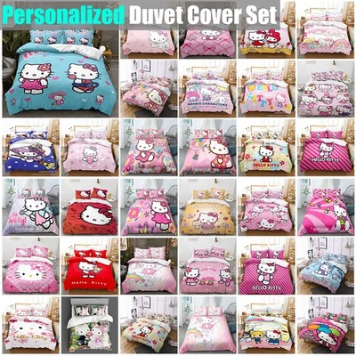 Hello Lovely Kitty Quilt/Doona/Duvet Cover Set Single/Double/Queen/King Size Bed - image 1 of 4