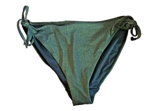 F&F UK 22 Black/Gold Glitter Side Tie Hipster Bikini Bottoms - Picture 1 of 4