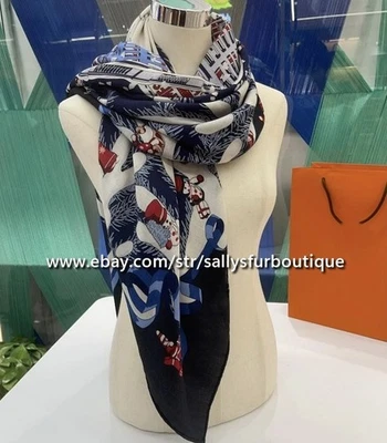 Sallys 70% Cashmere & 30% Silk Wrap Scarf Christmas Print Double Face Shawl 53" - Image 1 of 4