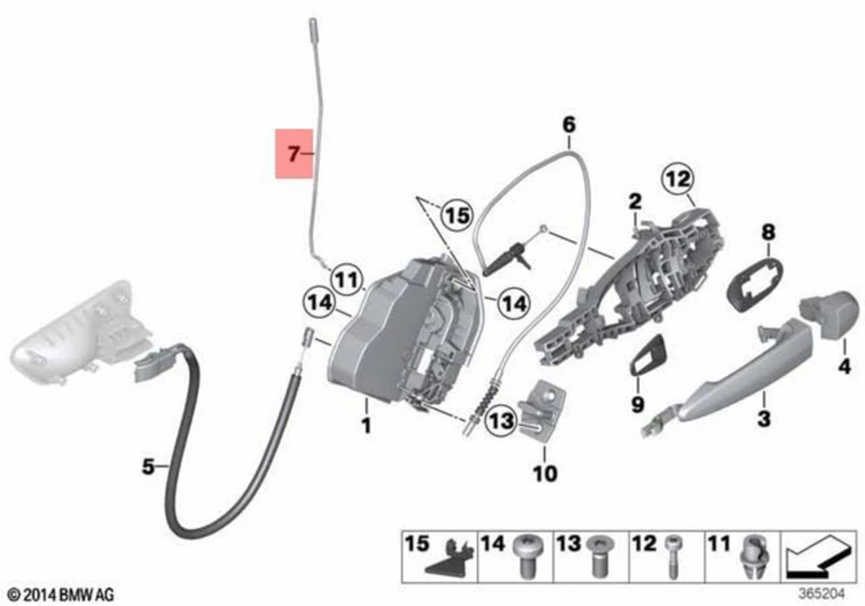 Genuine BMW F36 418d 418i 420d 420dX Operating Rod Door Rear Left 51227309687 - Image 1 of 1