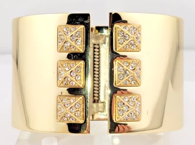 Signed Victoria's Secret Thick Wide Chunky Crystal Pyramid Cuff Bangle Bracelet - Image 1 of 4
