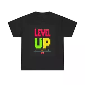 "Level Up" Unisex Heavy Cotton Tee, Gamer Shirt, Video Game Shirt, Birthday - Picture 1 of 11