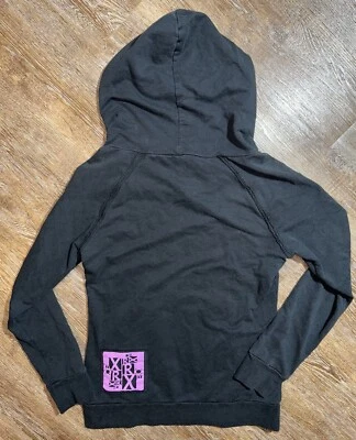 Pulôver com capuz feminino vintage anos 2000 Y2K Roxy MÉDIO preto grunge praia de surf - Imagem 1 de 4