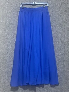 Afibi Skirt Women's Chiffon Lined Pleated Long Maxi Skirt Elastic Waist Blue NWT - Picture 1 of 7