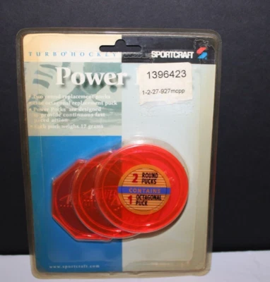 Sportcraft Turbo Air Hockey Power Pucks Set of 3 Two Round One Octagonal Orange - Image 1 of 4