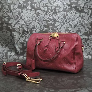 LOUIS VUITTON MONOGRAM Empreinte Speedy 25 Purple Shoulder Bag #15 Rise-on - Picture 1 of 12