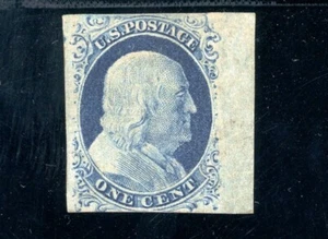 USAstamps Unused FVF US 1851 Franklin Imperforate Scott 9 MLH OG +Cert SCV $725+ - Picture 1 of 3