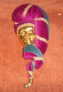 MARDI GRAS PAYASO Arlequín BUFÓN CARA 10" X 4" PORCELANA - Imagen 1 de 1