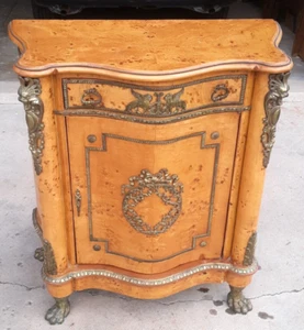 Excellent French Antique Golden Birdseye Maple Louis XVI  Ormolu Covered Commode - Picture 1 of 24
