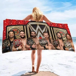 WWE Wrestling Beach Towel Birthday Holiday Mens Gift Pool Towel Customizable - Picture 1 of 4