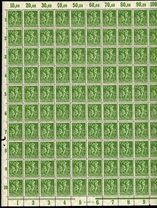ALEMANIA 1921 COMO NUEVO NH HOJA DE 100 SELLOS #146, ¡MINEROS!! - Imagen 1 de 2