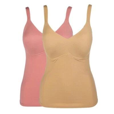 Regata Rhonda Shear 2 peças copo moldado cami tamanho XL bege rosa modelador íntimo - Imagem 1 de 4