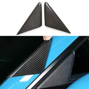 2Pcs Real Dry Carbon Fiber A-Pillar Triangle Cover Fit For Porsche 911 2012-2018 - Picture 1 of 6