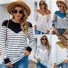 Women's Striped Stitching Long-sleeved Sweater