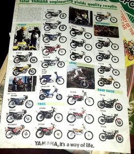 YAMAHA ENGINERRING COMPLETE RANGE SALES POSTER ,16X 11,1/2,INCHES FROM 1970/80S - Picture 1 of 9