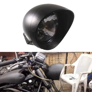 Faro delantero negro bala para motocicleta para sombra de corcel Harley Cruise Honda - Imagen 1 de 6