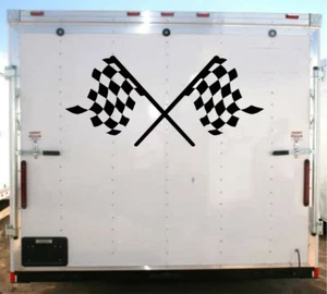 Calcomanías de remolque de carreras con bandera de rendimiento grandes hasta 60""L x 28"" de alto - Imagen 1 de 12