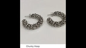 Chunky Hoops silver color , costume jewelry - Picture 1 of 1