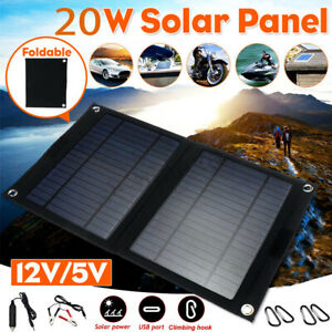 20W Solarpanel Solarmodul Akku Power Bank Handy USB Ladegerät Camping Wandern
