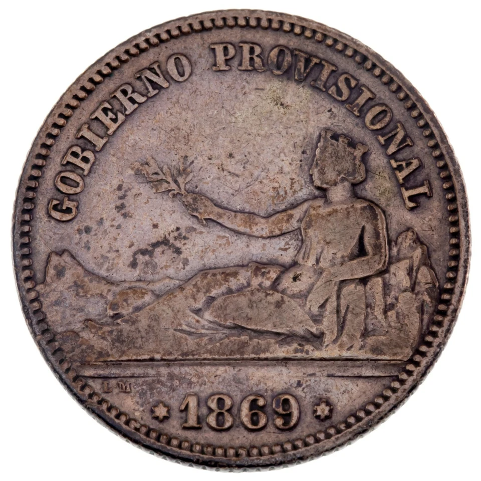 1869 Spain (Gobierno Provisional) Peseta Silver Coin KM# 652 - Image 1 of 3