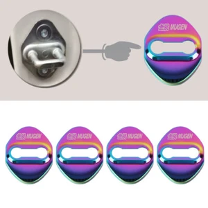 4x Mugen Neo Chrome Stainless Steel Car Door Lock Protective Cover Case Sticker  - Bild 1 von 8