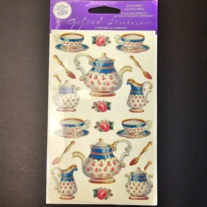 John Grossman Mechel Company Aufkleber Antik Teekanne Tasse Floral Gifted Line Vintage - Bild 1 von 5