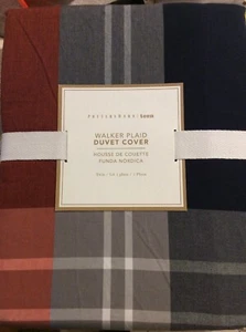 Pottery Barn Teen Walker Plaid Duvet Cover Twin NWT! Orange Lodge Boys Tartan - Picture 1 of 1
