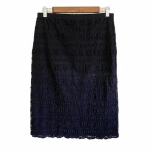 Ralph Lauren Womens Plaid Label Black Lace Stretch Knee Length Work Skirt Medium - Picture 1 of 6