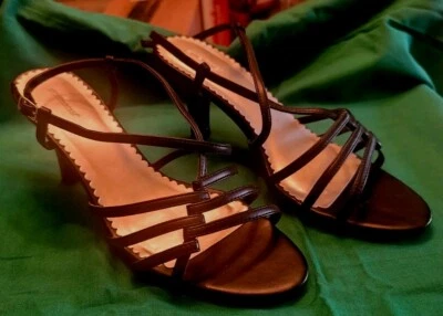 Black Strappy Womens Dress Shoes, 3 Inch Heel, Cloud Walkers by Avenue, Size 9W - Image 1 of 4