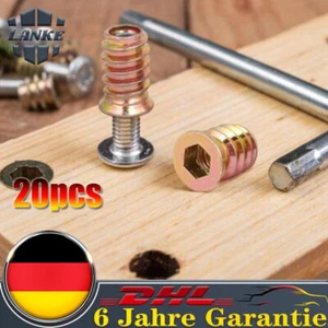 20x Schraubverbindungen Möbel Hex Antrieb Gewindeeinsatz Holzeinsatz Muttern - Bild 1 von 5