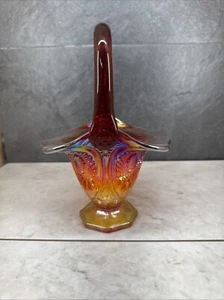 Cesta Indiana Carnaval Vidrio Rojo Reliquia Mango Gc3 - Imagen 1 de 12