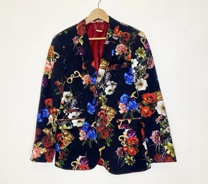 Claudio Lugli Men's Floral Suit Jacket Blazer Flowers Formal Prom Wedding Sz 52 - Picture 1 of 13